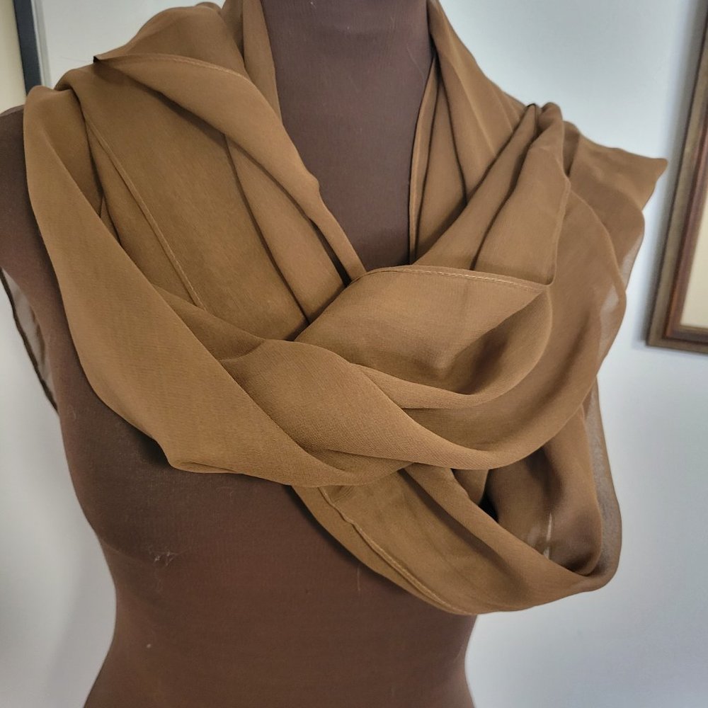 Ilana Wolf 100% Brown Silk Shawl/Wrap/Scarf